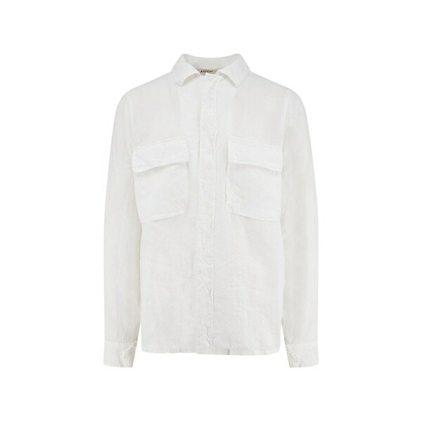 アスペジ メンズ プルオーバー トップス Flap-pocket shirt White