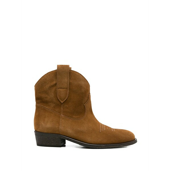 ヴィアローマ15 レディース ブーツ シューズ Embroidered leather boots Brown