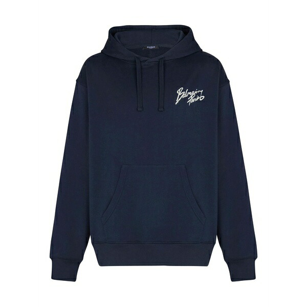 バルマン メンズ パーカー・スウェットシャツ アウター Printed hoodie Blue