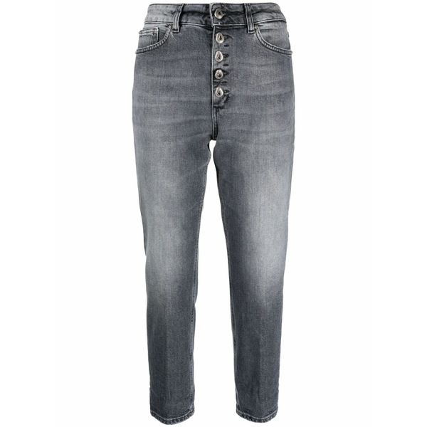 ドンダップ レディース ジーンズズボン下 ボトムス Logo-patch cropped jeans Black