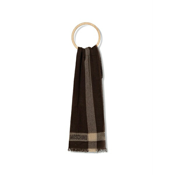 モスキーノ メンズ 消音装置・袈裟・えり巻き 添え物 Stripe fringed scarf Brown