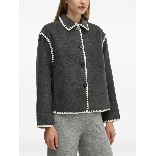 ウイ レディース ジャケット＆ブルゾン アウター Contrast-trim button jacket Grey｜asty