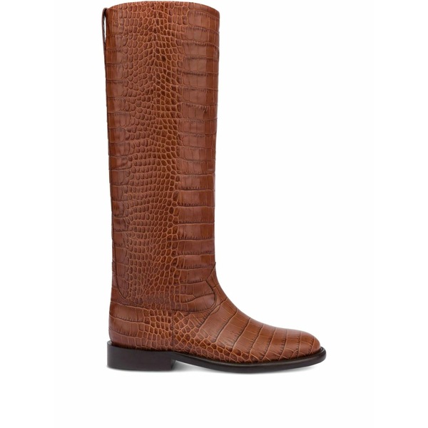 光の都市一つ星の州 レディース ブーツ シューズ 20粍 montana croco-embossed leather boots Brown