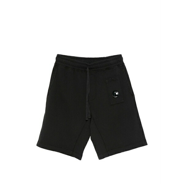 シーピーカンパニー メンズ 心地好いズボン下 ボトムス Fleece drawstring-waist shorts Black