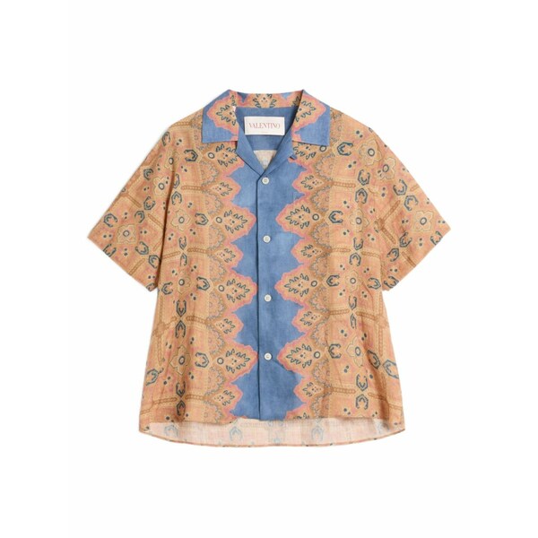 ヴァレンティノ ガラヴァーニ メンズ プルオーバー トップス Voyage imaginaire-print bowling shirt Neutrals