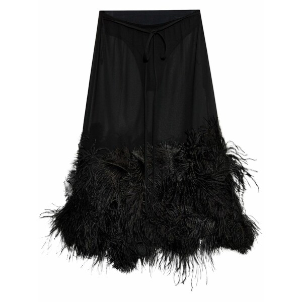 ジ アティコ レディース スコート ボトムス Feather-trim MIDI skirt Black