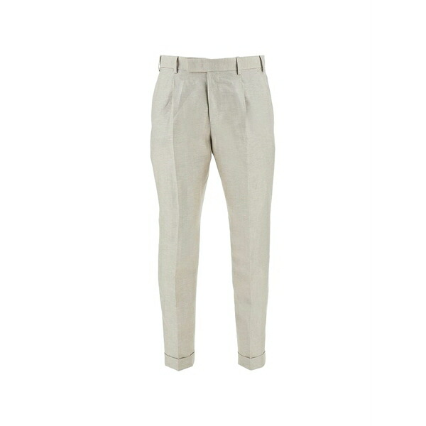 PTトリノ メンズ 心地好いズボン下 ボトムス Pleated tailored trousers Neutrals