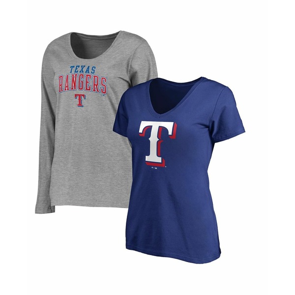 ファナティクス レディース Tシャツ Women's トップス T-shirt Branded Rangers Combo V-Neck Royal  Gray Texas Set Royal, Gray ユニセックスウェア | liwon.co.jp