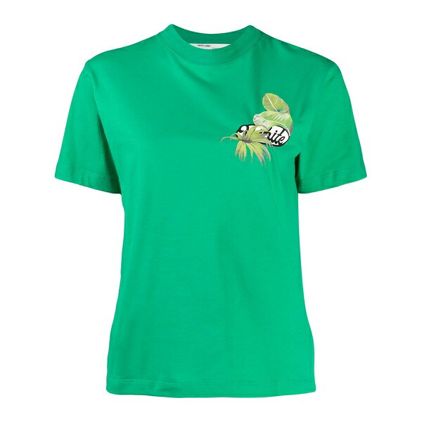 象牙色 レディース ティーシャツ トップス Tropical logo print t-shirt Green