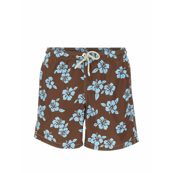 エムシーツーセイントバース メンズ 心地よいズボン下 ボトムス Lighting tiki hibiscus-print swim shorts Brown