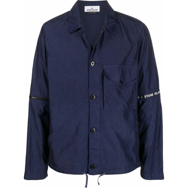 ストーンアイランド メンズ 上衣＆上衣 アウター Detachable-sleeves logo-print shirt jacket Blue