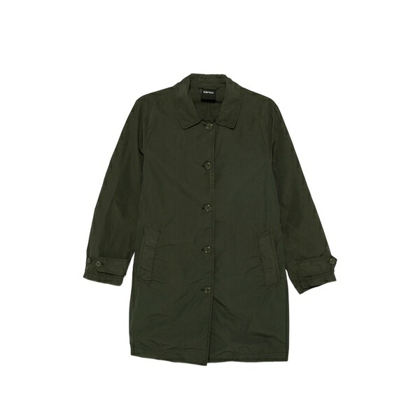 アスペジ レディース 厚地の外套 アウター Long-sleeve buttoned coat Green