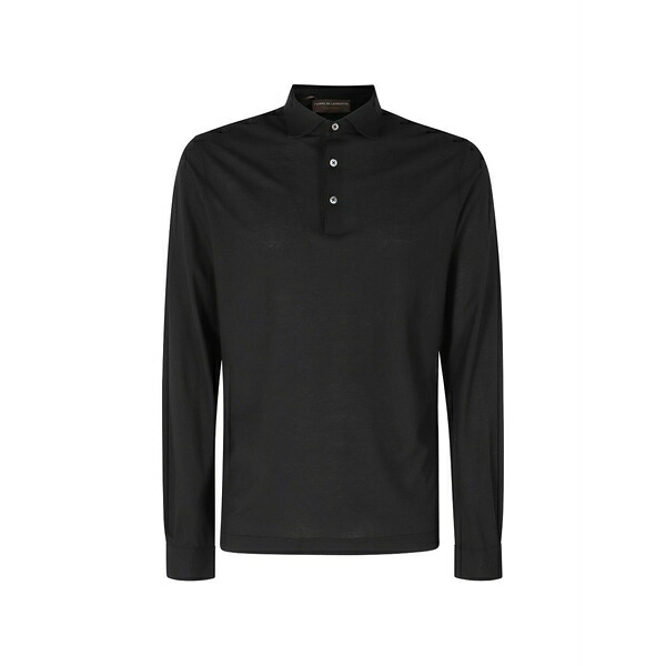 フィリッポ デ ラウレンティス メンズ スポーツシャツ トップス Long-sleeve polo shirt Black