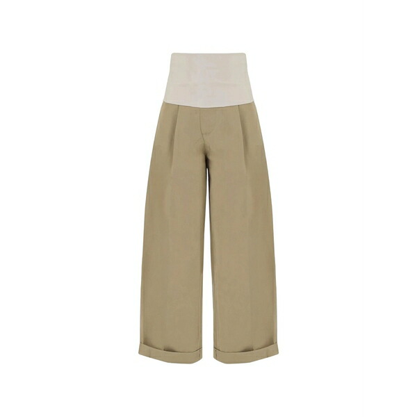 靉靆たる運動場 レディース 心地好いズボン下 ボトムス Wendy pleated turn-up trousers Neutrals