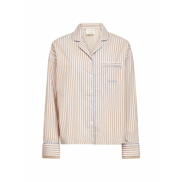 エムシーツーセイントバース レディース プルオーバー トップス Striped-pattern piping-detailing shirt Neutrals