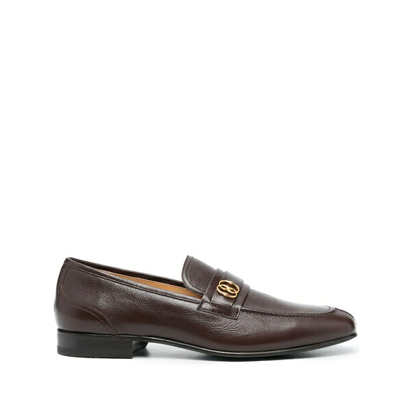 バリー メンズ スリッポン・ローファー シューズ Suisse logo-plaque leather loafers Brown