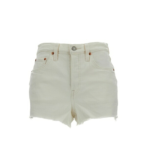 リーヴァイズジーンズ レディース 心地よいズボン下 ボトムス 501 raw-cut fringed shorts White