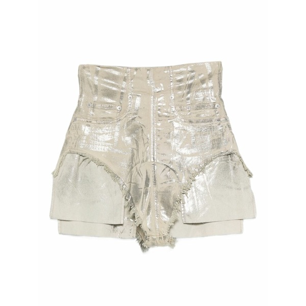 リックオウエンス レディース 心地よいズボン下 ボトムス Metallic frayed shorts Grey