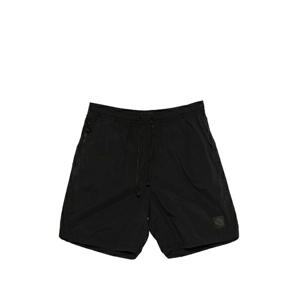 ストーンアイランド メンズ カジュアルパンツ ボトムス Smerigliato_s. i. drawstring logo patch shorts Black｜asty