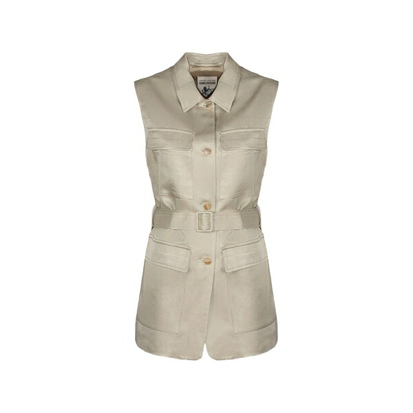 セミクチュール レディース 上衣＆上衣 アウター Belted button-up waistcoat Neutrals
