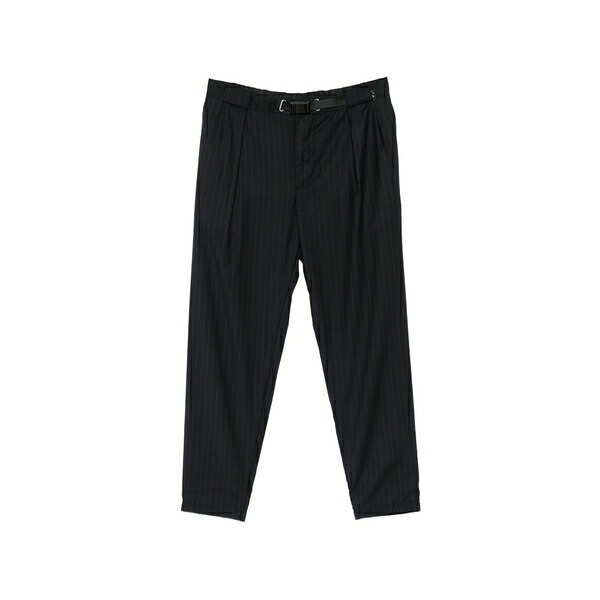 白いこと真砂 メンズ 心地好いズボン下 ボトムス Pinstripe-pattern pleated trousers Blue