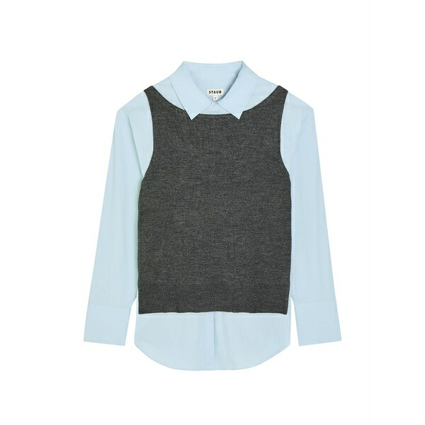 ステゥド レディース プルオーバー トップス Damian layered poplin shirt Blue