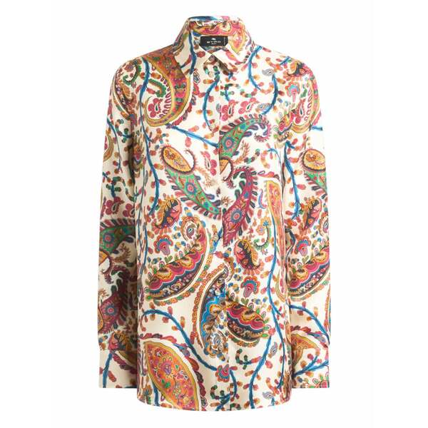 エトロ レディース シャツ トップス Paisley-print silk shirt White|asty