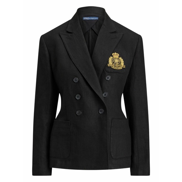 ラルフローレン レディース 上衣＆上衣 アウター Logo-embroidered double-breasted blazer Black