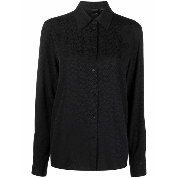 ピンコ レディース プルオーバー トップス Monogram pattern button-up shirt Black