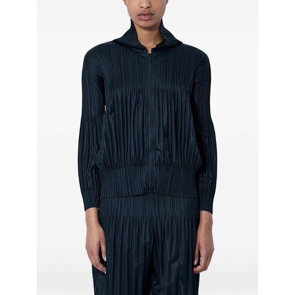 筋目 プリーズ イッセイ ミヤケ レディース 上衣＆上衣 アウター Pleated hooded jacket Black