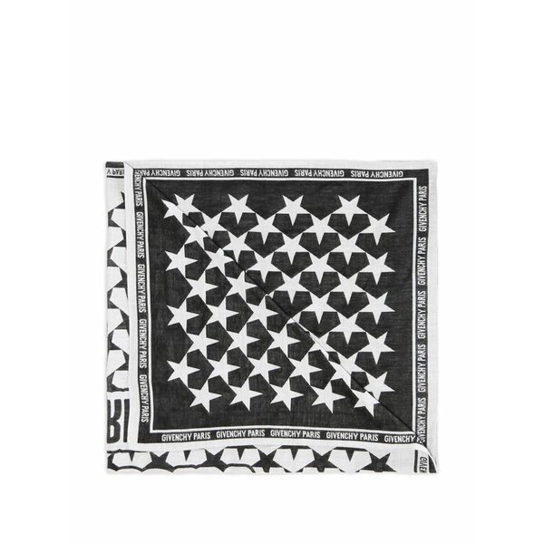 ジバンシー メンズ えり巻き・袈裟・えり巻き 付属物 Star-print logo-trim scarf Black