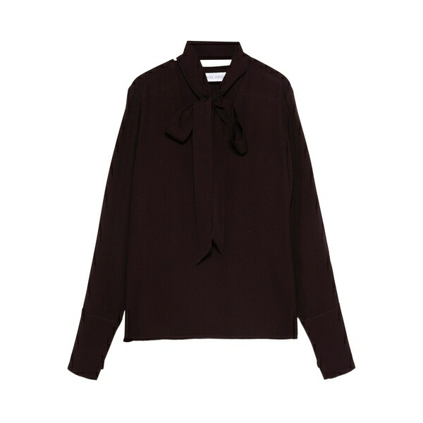 ラケル?ジニス レディース プルオーバー トップス Neck-tie long-sleeve blouse Red