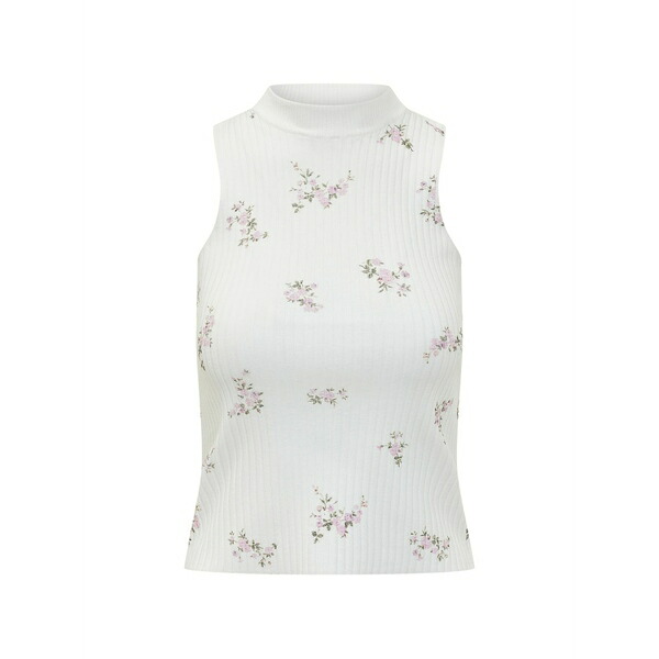 エムエスジイエム レディース カットソー トップス Floral turtleneck top White