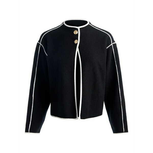 アリス アンド オリビア レディース 上衣＆上衣 アウター Pearson collared piped-trim sweater jacket Black