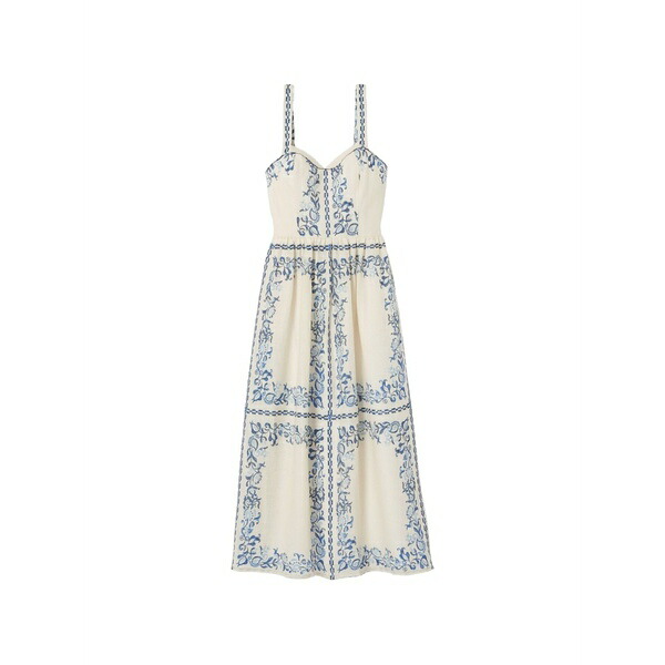クローディピエルロ レディース 衣裳 トップス Floral-print linen MIDI dress Neutrals