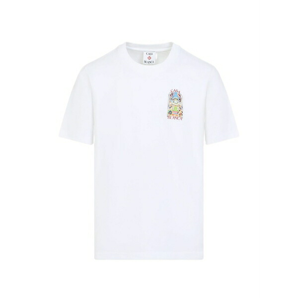 カサブランカ メンズ プルオーバー トップス Tennis landscape print t-shirt White