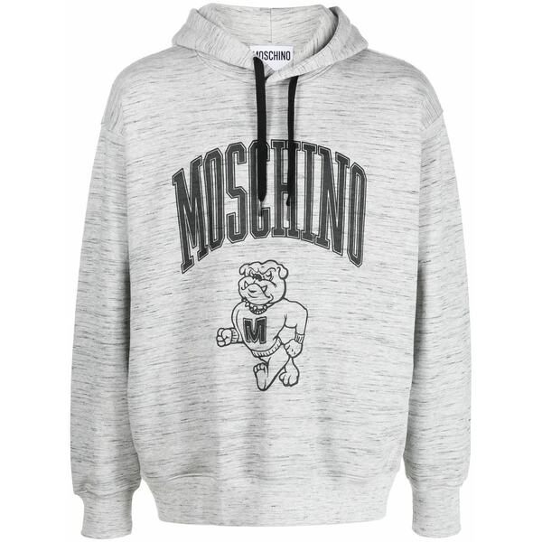 モスキーノ メンズ パーカー・スウェットシャツ アウター Logo drawstring hoodie Grey