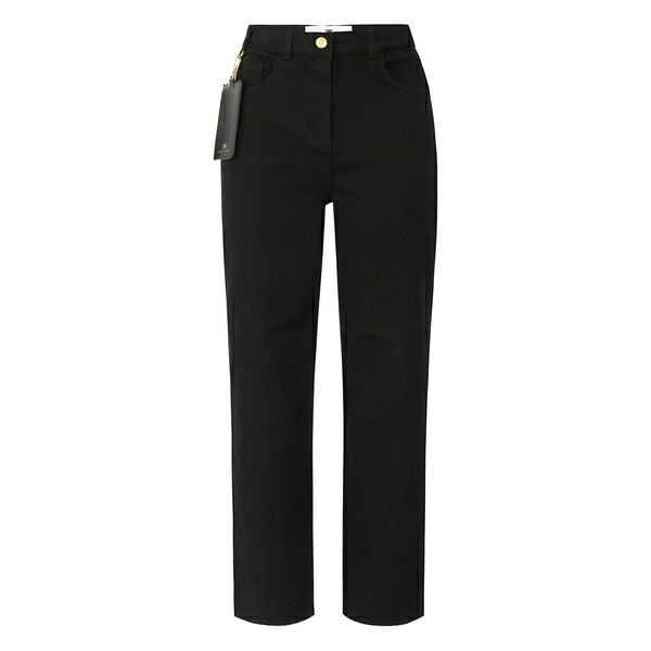 エリザベスフランキ レディース ジーンズズボン下 ボトムス Five-pocket cotton-blend jeans Black