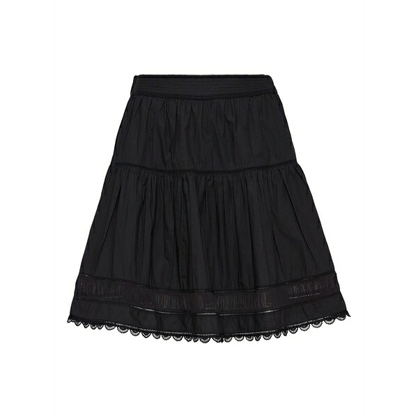 ウラ・ジョンソン レディース スコート ボトムス Ayla tiered lace-trimmed mini skirt Black