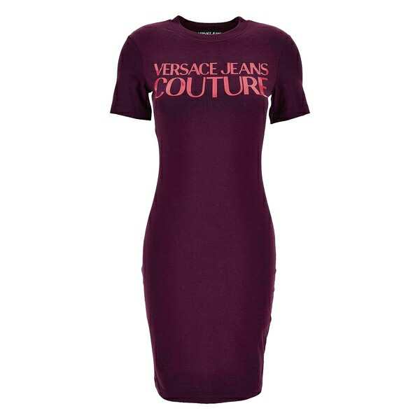 ベルサーチ レディース ワンピース トップス Logo-print t-shirt dress Purple|asty