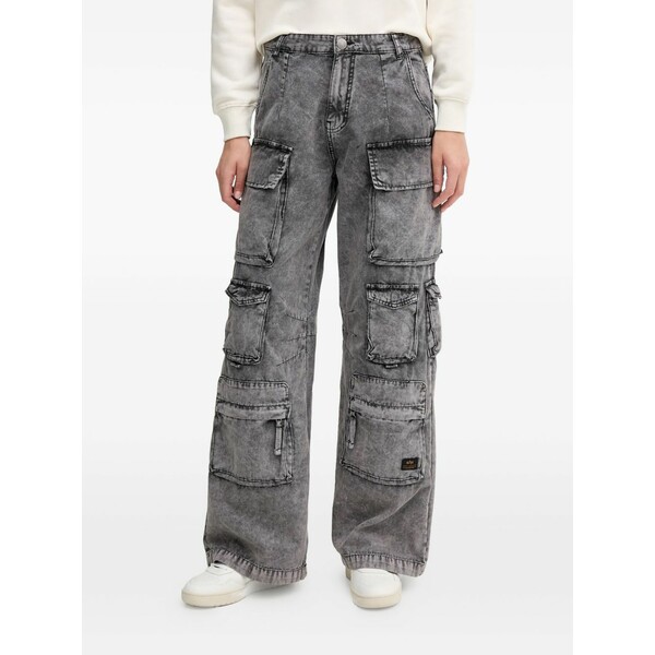 アルファインダストリーズ レディース デニムパンツ ボトムス Cargo-pocket cotton jeans Grey|asty