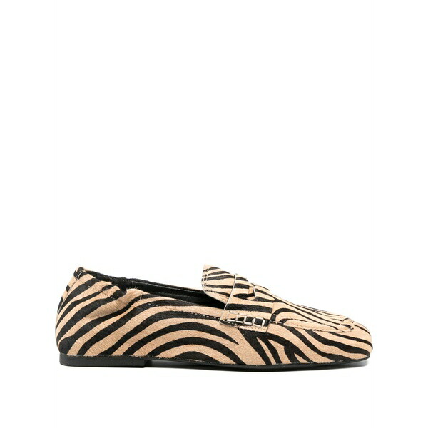 木灰 レディース スリッポン・ローファー シューズ Barkley zebra print loafers Brown