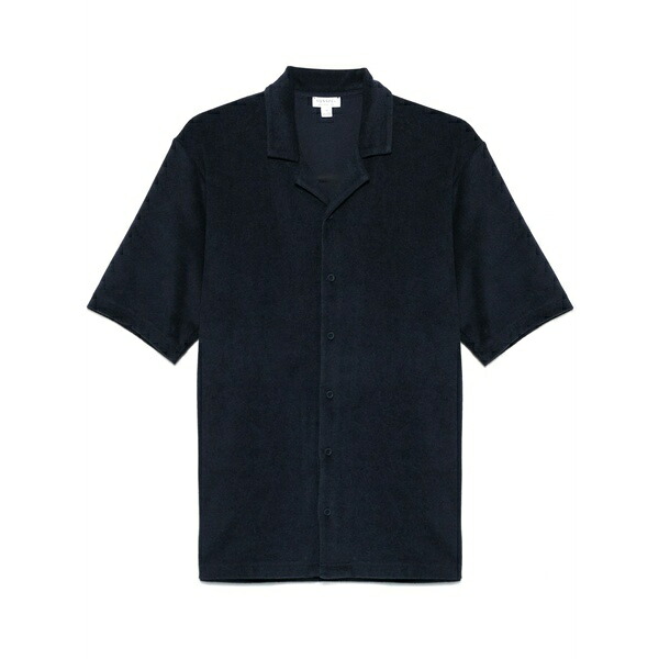 サンスペル メンズ シャツ トップス Towelling camp-collar shirt Blue｜asty