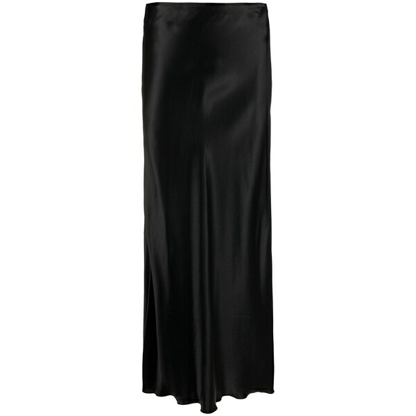 フォルテ フォルテ レディース スコート ボトムス High-waisted satin MIDI skirt Black ボトムス-レディースファッション