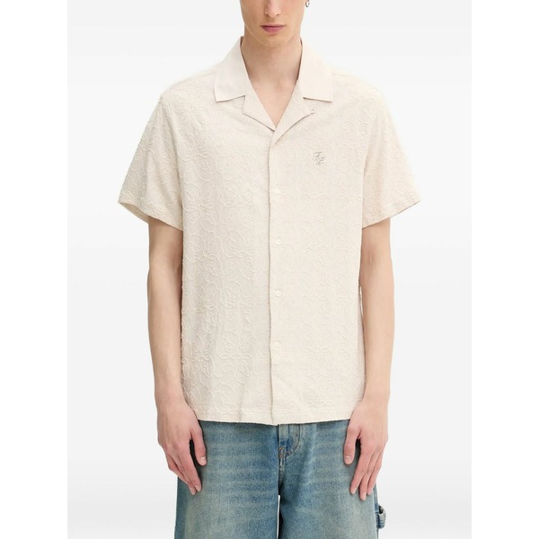 フィリングピース メンズ プルオーバー トップス Floral-embroidered short-sleeves shirt White