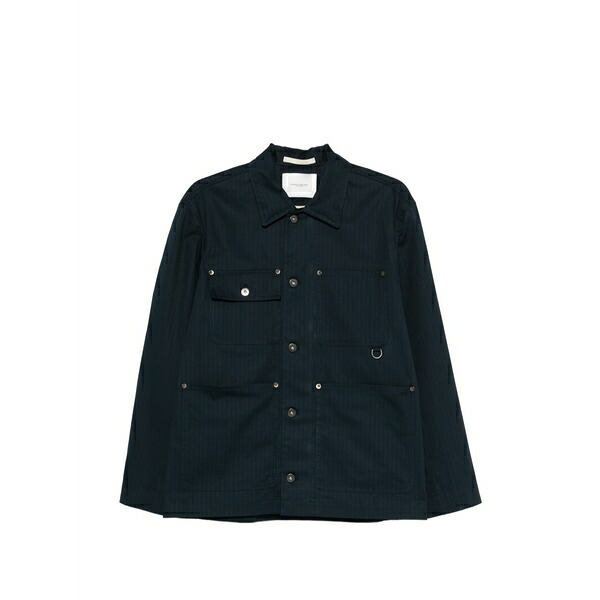 パウロペコラ メンズ ジャケット＆ブルゾン アウター Buttoned patch-pocket overshirt Blue｜asty
