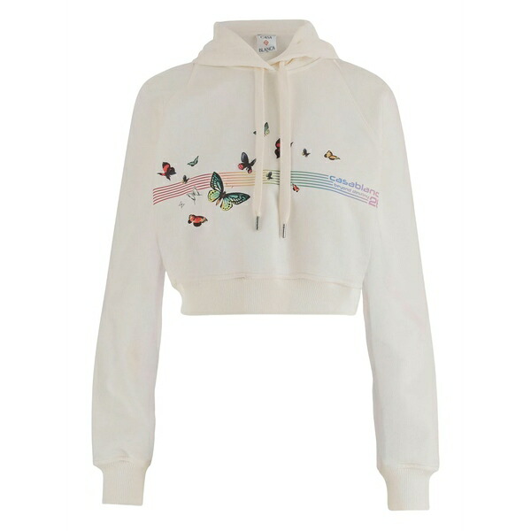 カサブランカ レディース パーカー・スウェットシャツ アウター Butterfly logo hoodie Neutrals