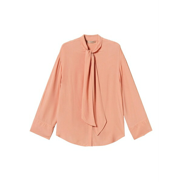 ツインセット レディース シャツ トップス Neck-tie crepe shirt Pink|asty