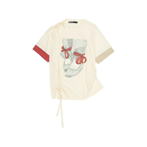 ビンバ イ ローラ レディース プルオーバー トップス Graphic-print ruched t-shirt Neutrals