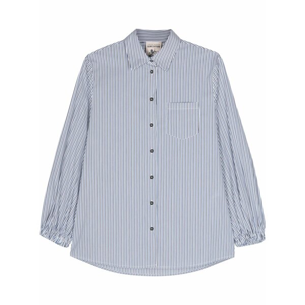 セミクチュール レディース シャツ トップス Striped poplin shirt Blue|asty